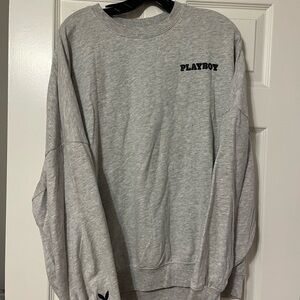 PLAYBOY Light Gray Crewneck Sweater
